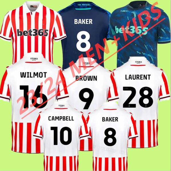 23 24 Stoke City Mikel Campbell Futbol Formaları Smith Fletcher Powell Brown Clucas Campbell Ana Sayfa 2023 2024 Wilmot Bursik Baker Erkek Çocuklar Kit Futbol Gömlek Üniformaları