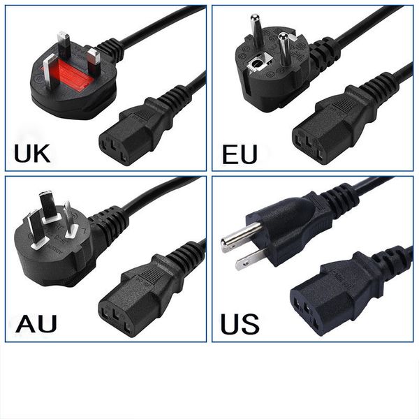 1,5 м 3-контактный разъем для ЕС, США, Австралии, Великобритании, компьютера, ПК, шнур питания переменного тока, кабель-адаптер, 3-контактный сетевой адаптер для принтеров, нетбуков, ноутбуков, игровых плееров, камер, вилки Powe для бытового зарядного устройства
