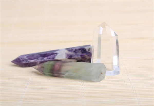 HJT Intero 3 pz Punto di cristallo Misto naturale Quarzo Trasparente Ametista Fluorite punti quarzo punto di guarigione reiki cristallo Cure cha5022579