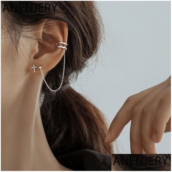 Ear Cuff Delicado 925 Sterling Sier Assimétrico Cross Stud Ear Bone Line Brincos Para Mulheres Homens Hip Hop Party Jóias S-E1317 Dhgarden Otrv0