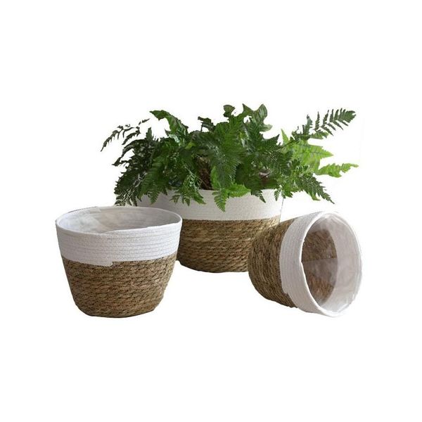 Plantadores Potenciômetros Criativo Nordic St Cestas de Armazenamento Rattan Piso Flores Pote Artesanato Decoração Jardim Casa Sala de Estar Quarto Loja Flo Dhhwj