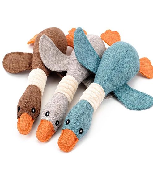 Adorável gato cão brinquedos gato filhote de cachorro animal de estimação mastigar brinquedo animais gansos pelúcia dos desenhos animados mordida pano de linho selvagem ganso guincho toy6785642