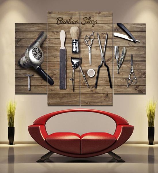 Barbieri e strumenti Dipinti senza cornice 4 pezzi Senza cornice Stampa su tela Arte Moderna Casa Wall Art HD Stampa Pittura Y2001025129550