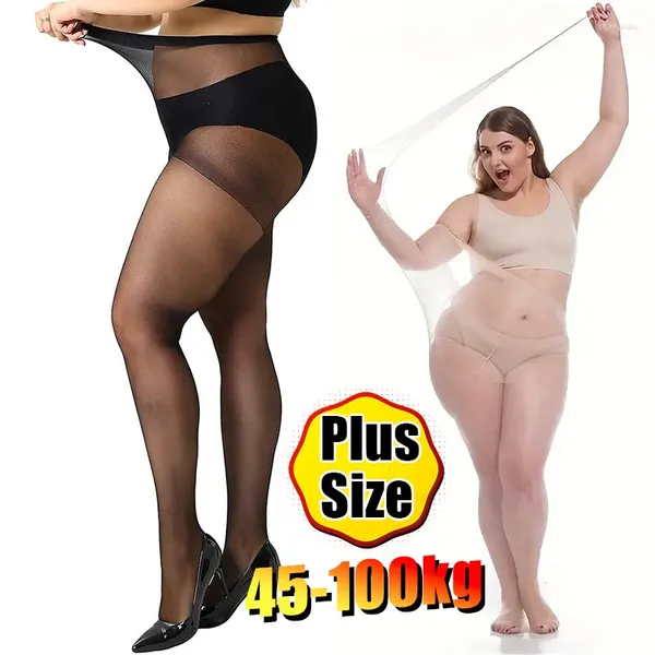 Damensocken, 45–100 kg, sexy transparente Damenstrümpfe, Beine, hohe elastische Strumpfwaren, durchsichtige Strumpfhosen mit vollem Fuß, dünne Nylon-Strumpfhose