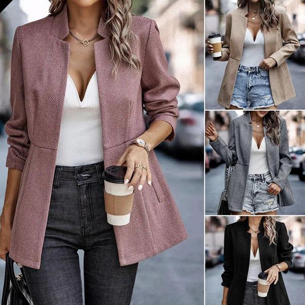 Ternos femininos blazers casuais manga longa chique profissional negócios streetwear elegante escritório trabalho jaqueta cardigan outwear