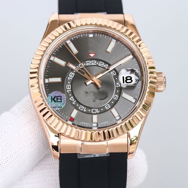 New Sky Dweller homem relógio mens designer relógios mulher relógios relógio de pulso mecânico automático 42mm movimento 18k pulseira de borracha de ouro james bond pilotwatch 2023