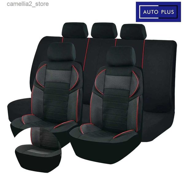 Capas de assento de carro AUTO PLUS Universal Sport Seat Car Covers 5D Design Malha respirável BK Pano Capas de assento de carro Almofada adequada para a maioria dos carros SUV Van Q231120