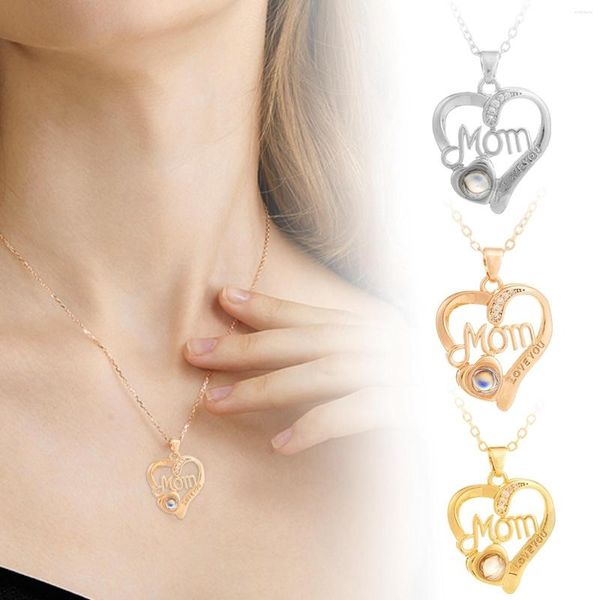Anhänger Halsketten Mode Mutter Herzförmige Edelstein Diamant Halskette Versilberter Zirkon Zum Muttertag