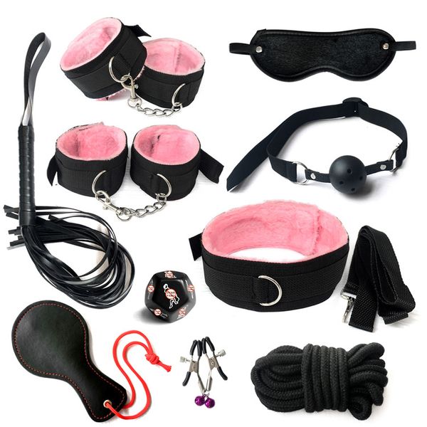 Bondage Outros produtos sexuais brinquedos adultos kit de escravos corda chinesa bdsm pu de couro de couro escravidão para casais rosa roxo preto