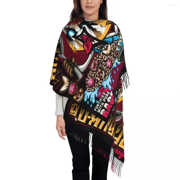 Sciarpe Death Metal Karaoke Kala Aggretsuko Aggressivo Retsuko Scialli Avvolge Donna Inverno Caldo Grande Sciarpa morbida Scialle di Pashmina