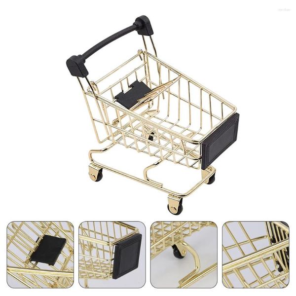 Lagerung Flaschen Warenkorb Korb Machen Schwamm Halter Geburtstag Geschenk Trolley Modell Goldene Mini Einkaufen Eisen Karren Kind