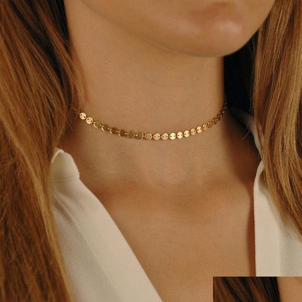 Chokers Gold Farbe Edelstahl Choker Halskette Frauen Ästhetische Halsketten Für Beste Freundin Schmuck Drop Lieferung Schmuck N Dhgarden Otmyc