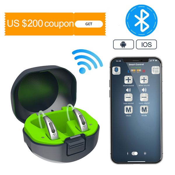 Outros itens de beleza de saúde 20 canais recarregáveis ​​de aparelhos auditivos digitais Bluetooth Mini OE Ear Sound Amplifer Enhancer Wireless Care 230419