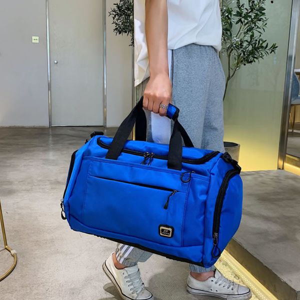 Borsa sportiva fitness portatile glitterata per yoga con scomparto per scarpe blu royal outdoor Borsa da viaggio fitness per allenamento da donna Borse da palestra per uomo in nylon impermeabile