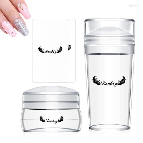 Nail Art Kits Clear Stamper DIY Transparente Silikon Stampers Wiederverwendbare Nails Template Tools mit 2 Stück und