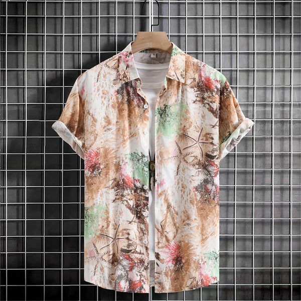 Camicie casual da uomo Camicia da uomo semplice Stampa 3D Top a maniche corte Beach Party Abiti maschili Sciolto Hawaiian Man Street TShirt Camicetta 230420