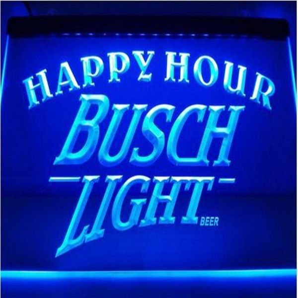 Busch Light 2 размер Happy Hour Bar Beer Pub Club 3D -вывески LED NEON SIGN184A3162