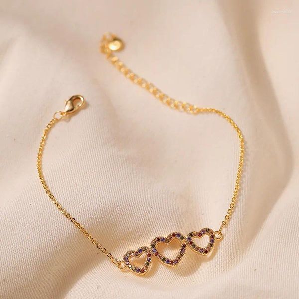 Strand CCGOOD Heart Design Fashion Bracelet for Women Gold Bated 18 K de alta qualidade Chic minimalista Girl Gift Jewelry Pulseras Mujer