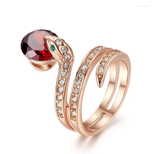 Cluster-Ringe 2023 Top-Qualität Snake Show Bead Ring Rose Gold Farbe Österreichische Kristalle Volle Größe 5,5 6 6,5 7 8 9 Großhandel Drop