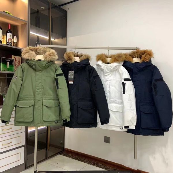 Famosa jaqueta baiacu alta nova masculina feminina jaqueta de pele outono inverno com capuz algodão causal roupas de moda grossa quente parkas pele preto branco verde tamanho s-xl