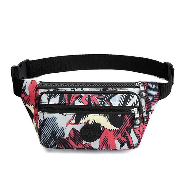 Bolsas de noite Moda coreana feminina Fanny Pack Multi Pockets Casual Pacote de Trendência Maral Floral Bag Bag Travel New Women's Belt Bag J230419