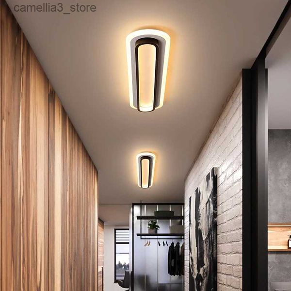 Plafoniere Plafoniere moderne a LED per soggiorno Camera da letto Sala studio Corridoio Lampada da soffitto a montaggio superficiale di colore bianco nero AC85-265V Q231120