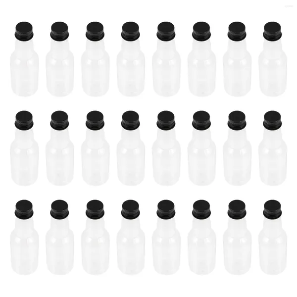 Garrafas de água 50 peças 50ml garrafa de suco de plástico recipiente de vidro tempero tampas para beber frasco pequena bebida