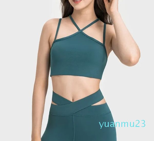 Reggiseno sportivo con spalline a collo alto per abbigliamento da yoga per donna, palestra di supporto leggera con retro a Y con canottiere da allenamento imbottite rimovibili