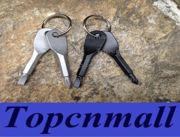 Portachiavi multifunzionale per attrezzi tascabili Portachiavi per attrezzi EDC da esterno con mini set di cacciaviti a testa Phillips a taglio Portachiavi topcnm5798352