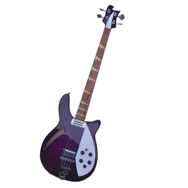 4 Strings semi-seguinte corporal roxo Bass Guitar com hardware cromo Oferece logotipo/cor personalizada