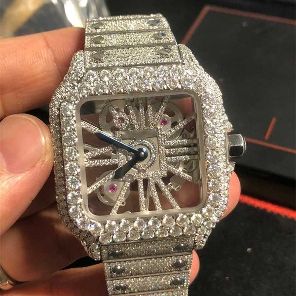 Uhren Cartis 10a Designer Diamant Diamanten Uhr Silber Moissanit Neuer Skeleton Pass Saphir Quarz mit Top-Uhrwerk Luxus Vollständiger Test Out Iced Quality Box Herren Vi
