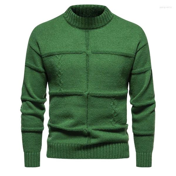 Suéter masculino outono inverno macio quente malha pulôveres de gola alta para homem moda casual cor sólida mock suéter de gola alta masculino