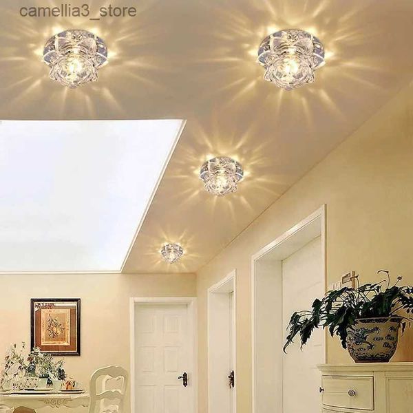 Потолочные светильники Светодиодный хрустальный потолочный светильник для украшения гостиной, коридора, потолочный светильник, встроенный светильник Q231125