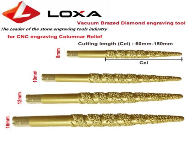 Loxa ferramentas de gravação de diamante soldadas a vácuo, broca de gravação cnc para máquina cnc, ferramenta de alívio colunar 3d, ferramentas de pedra 3056978