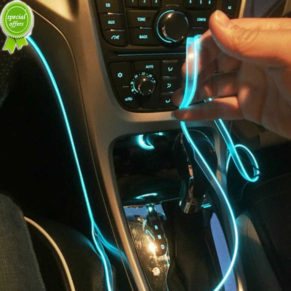 Faixa de Iluminação Interior de Interior de 5m Carro LED de LED 5V DIY EL Flure Light Line Tube com Lâmpada Ambiental de Decoração de Automóvel USB