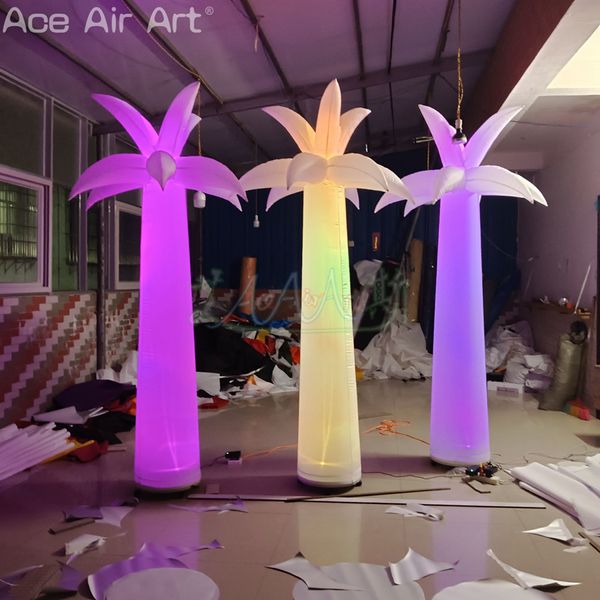3 Stück 2,4 m H Event dekorative aufblasbare Palme LED-Beleuchtung Hof Kokospalmen mit Sockel und Fernbedienung für Party oder Bühne