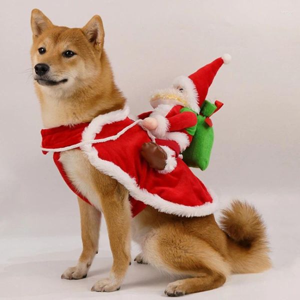 Abbigliamento per cani Costume da equitazione per Babbo Natale Abbigliamento natalizio per animali domestici Abiti cosplay per forniture per decorazioni per feste di gatti