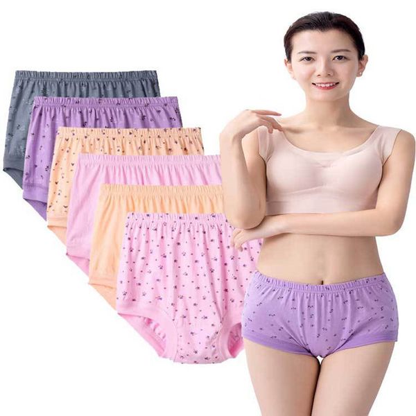 Mutandine da donna Taglie forti Biancheria intima femminile Mutandine di cotone Donne Slip da donna di mezza età Lingerie femminile traspirante Spedizione gratuita 6 pezzi / lotto 230420