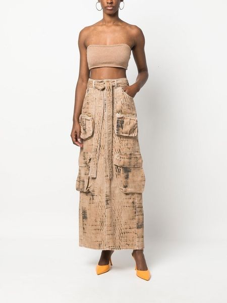 Юбки 2023 летние женские женские ремеслы с высокой талией юбка с камуфляжной юбкой y2k качество длинного лифчика Traf 230420