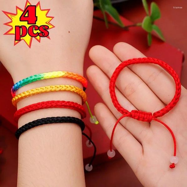 Link pulseiras casal ajustável pulseira artesanal sorte corda vermelha nós tecidos à mão encantos moda feminino masculino jóias pulseiras