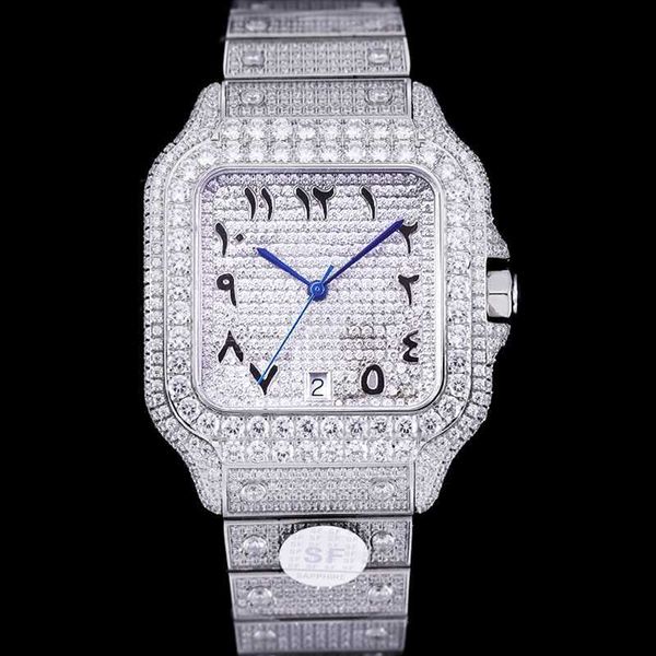 Carier Diamonds Silver Cz ZF Factory Watch Herren Luxusuhren Arabische Ziffern Missfox Square Mechanical Eta8215 Movement Full Iced Out Uhren Crystal Zircon Wrist