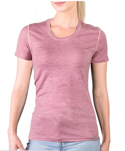 Camiseta feminina feminina de lã merino manga curta camada base 100 EUA tamanho S XXL 230419