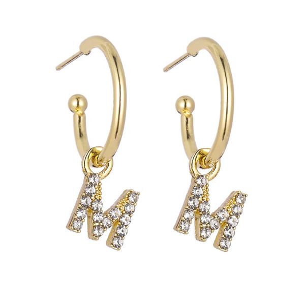 Hoop-Ohrringe Huggie Pair Fashion Cute Initial A-z Letter Mirco Crystal Gold Small Earings For Women Alphabet Trendy Jewellery 2023Hoop