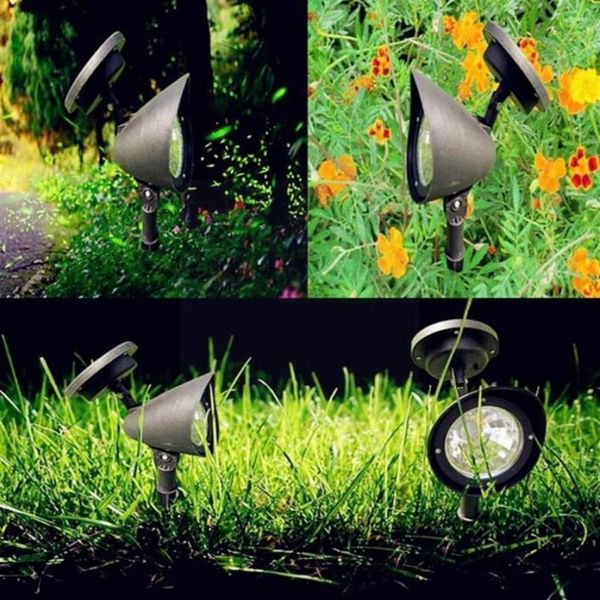 2pcs 4led Solar Power Spot Lights Landschaftsgarten Rasen Lampen im Freien für Höfe Rasen Balkone X1b31718