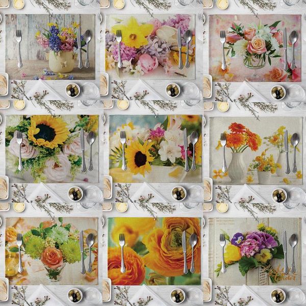 Tapetes de mesa Padrão de flores Placemat Dining tape