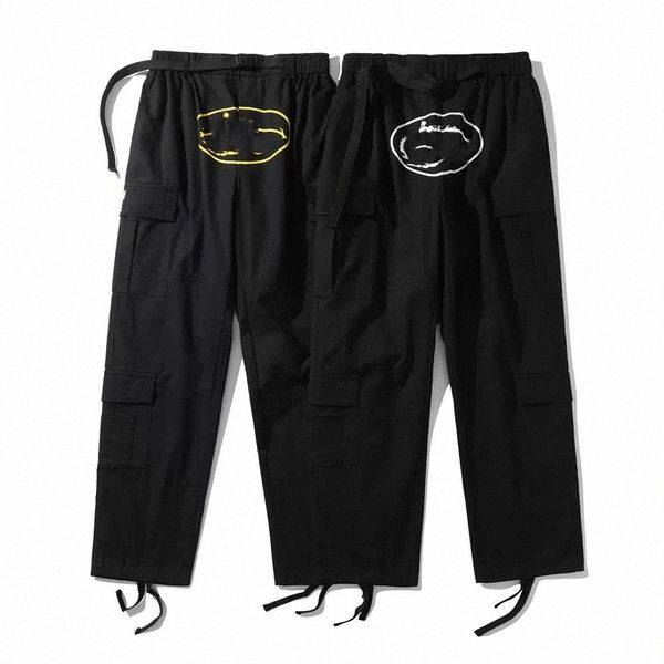 23SS Mens Pants Güzel Yaz Gevşek Tip Pantolon Kadınlar Mans Moda Pantolon Spor Sıradan Pantolon Kırış Pantolon Sonbahar Kış Gevşek Sokak Giyim Drawstring 30go#