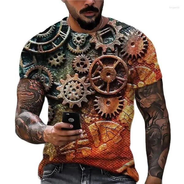 Camisetas para hombres Camisetas vintage para hombres Reloj 3D Impreso Cuello redondo Tops de manga corta Calle Hip Hop Camiseta de gran tamaño Ropa para hombres Y2k