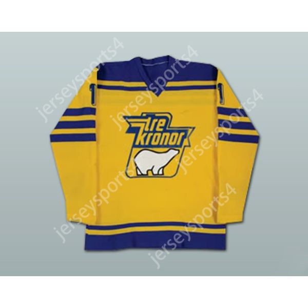 Benutzerdefiniertes PELLE LINDBERGH TRE KRONER TEAM SCHWEDEN HOCKEY-TRIKOT, NEU, oben genäht, S-M-L-XL-XXL-3XL-4XL-5XL-6XL