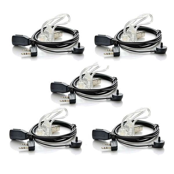 Walkie Talkies 5pcs Earpiece Mic 2 Pin Akustik Tüp Kulaklık Seti Baofeneng UV-5R 888S İKİ YOLU RADYO