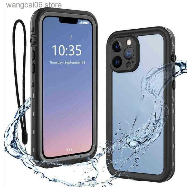 Custodie per cellulari Custodia impermeabile per IPhone 14 13 12 11 Pro Max XS Max XR Custodia trasparente Armatura Cover Immersioni subacquee Nuoto Sport all'aria aperta Shock Etui T231120